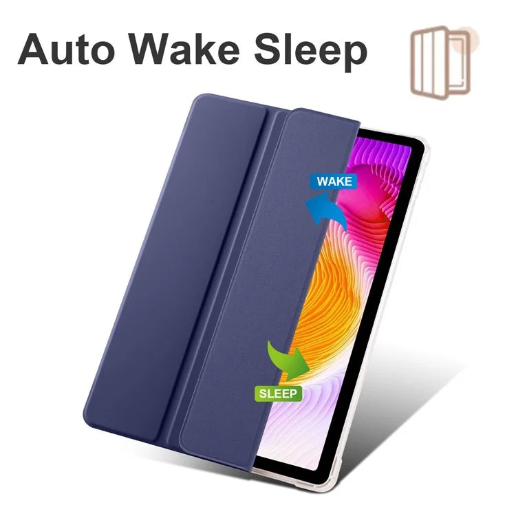 For Xiaomi Redmi Pad SE Clear Back Case Tri-fold Stand Tablet Cover with Pen Slot