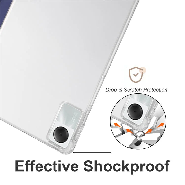 For Xiaomi Redmi Pad SE Clear Back Case Tri-fold Stand Tablet Cover with Pen Slot
