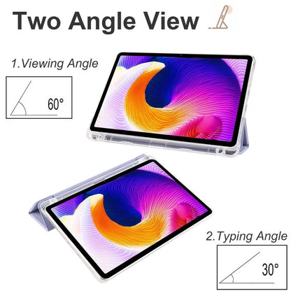For Xiaomi Redmi Pad SE Clear Back Case Tri-fold Stand Tablet Cover with Pen Slot