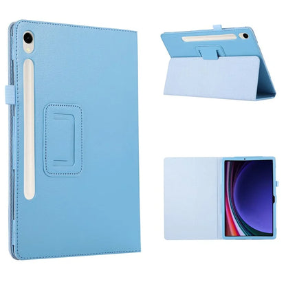 For Samsung Galaxy Tab S9 Leather Case Litchi Texture Bi-fold Stand Tablet Cover