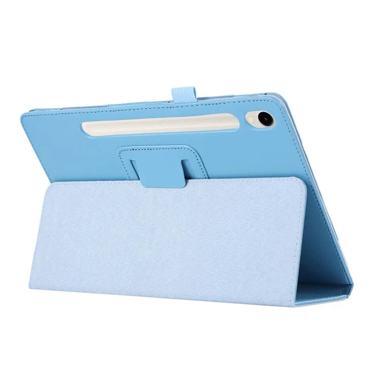 For Samsung Galaxy Tab S9 Leather Case Litchi Texture Bi-fold Stand Tablet Cover
