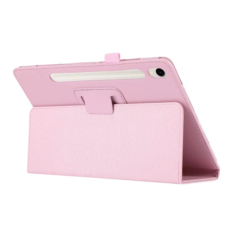 For Samsung Galaxy Tab S9 Leather Case Litchi Texture Bi-fold Stand Tablet Cover