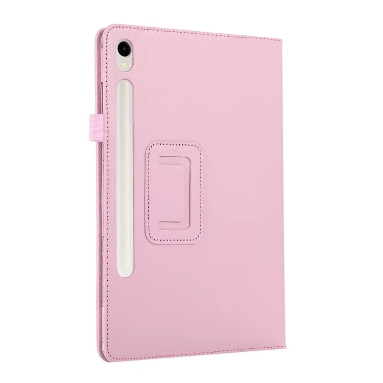 For Samsung Galaxy Tab S9 Leather Case Litchi Texture Bi-fold Stand Tablet Cover