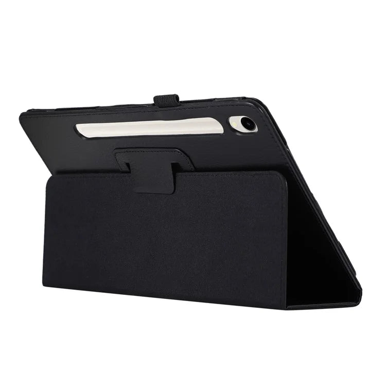 For Samsung Galaxy Tab S9 Leather Case Litchi Texture Bi-fold Stand Tablet Cover