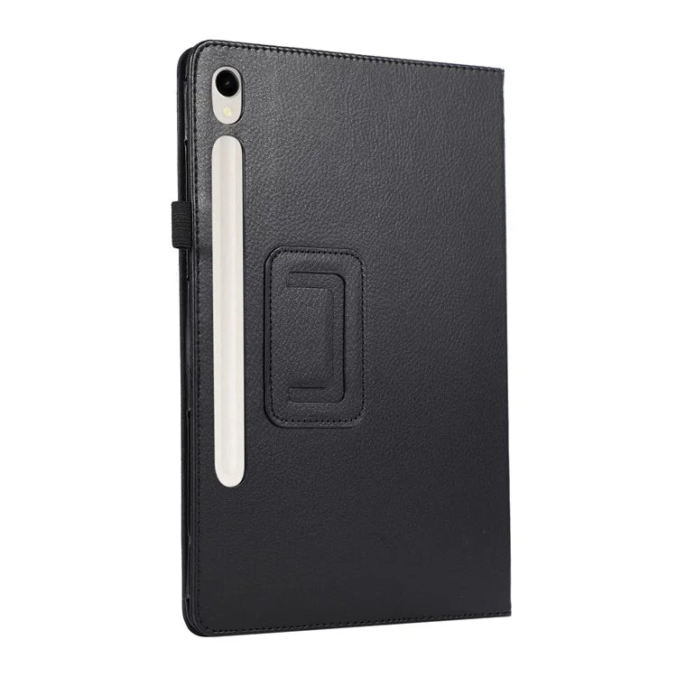 For Samsung Galaxy Tab S9 Leather Case Litchi Texture Bi-fold Stand Tablet Cover