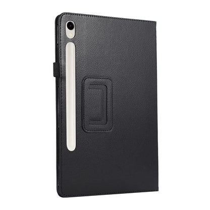 For Samsung Galaxy Tab S9 Leather Case Litchi Texture Bi-fold Stand Tablet Cover