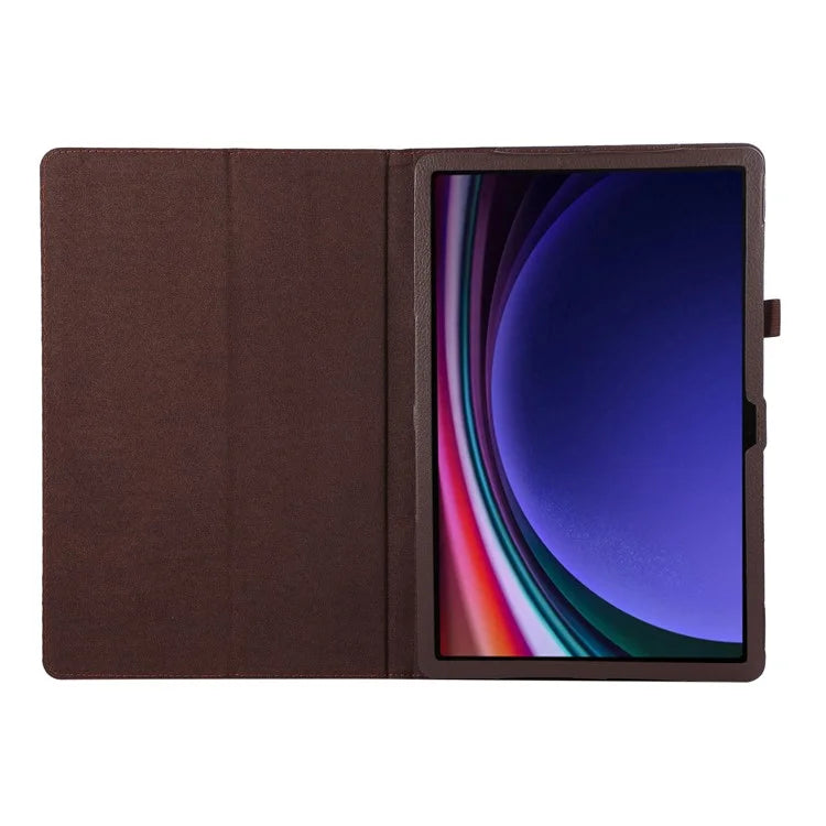 For Samsung Galaxy Tab S9 Leather Case Litchi Texture Bi-fold Stand Tablet Cover