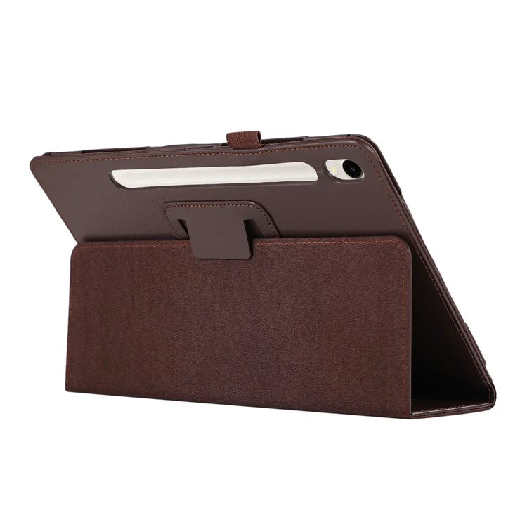 For Samsung Galaxy Tab S9 Leather Case Litchi Texture Bi-fold Stand Tablet Cover