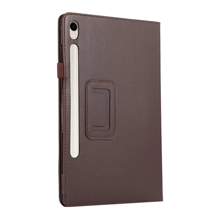 For Samsung Galaxy Tab S9 Leather Case Litchi Texture Bi-fold Stand Tablet Cover