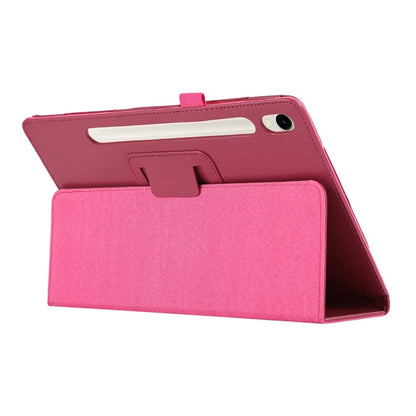 For Samsung Galaxy Tab S9 Leather Case Litchi Texture Bi-fold Stand Tablet Cover