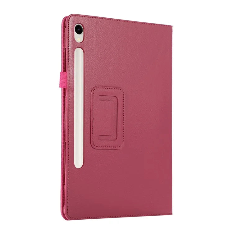 For Samsung Galaxy Tab S9 Leather Case Litchi Texture Bi-fold Stand Tablet Cover
