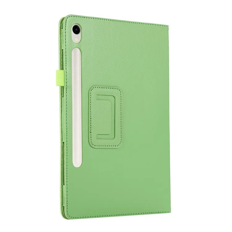 For Samsung Galaxy Tab S9 Leather Case Litchi Texture Bi-fold Stand Tablet Cover