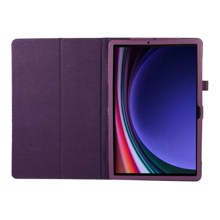 For Samsung Galaxy Tab S9 Leather Case Litchi Texture Bi-fold Stand Tablet Cover