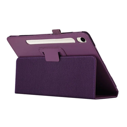 For Samsung Galaxy Tab S9 Leather Case Litchi Texture Bi-fold Stand Tablet Cover
