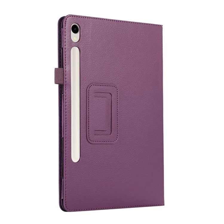 For Samsung Galaxy Tab S9 Leather Case Litchi Texture Bi-fold Stand Tablet Cover