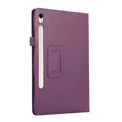 For Samsung Galaxy Tab S9 Leather Case Litchi Texture Bi-fold Stand Tablet Cover