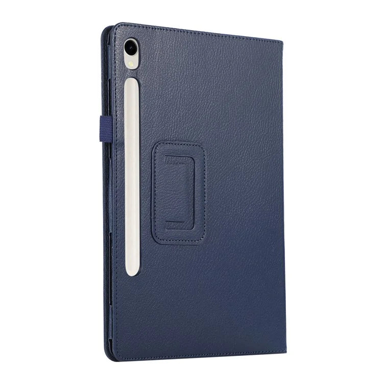 For Samsung Galaxy Tab S9 Leather Case Litchi Texture Bi-fold Stand Tablet Cover