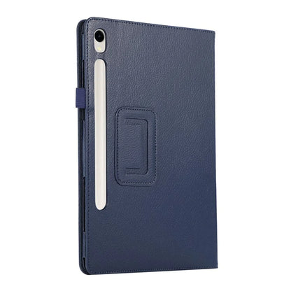 For Samsung Galaxy Tab S9 Leather Case Litchi Texture Bi-fold Stand Tablet Cover