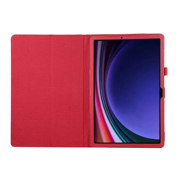 For Samsung Galaxy Tab S9 Leather Case Litchi Texture Bi-fold Stand Tablet Cover