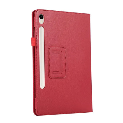 For Samsung Galaxy Tab S9 Leather Case Litchi Texture Bi-fold Stand Tablet Cover