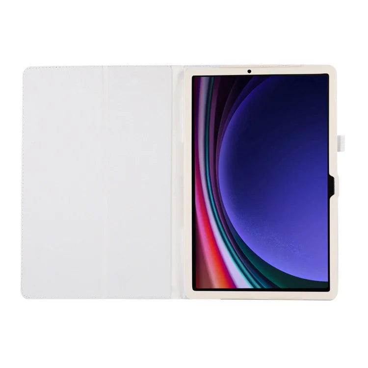 For Samsung Galaxy Tab S9 Leather Case Litchi Texture Bi-fold Stand Tablet Cover