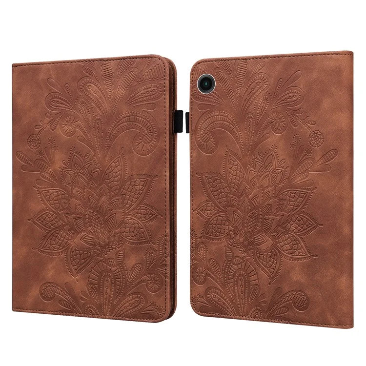 For Samsung Galaxy Tab A9 Leather Case Flower Imprint Tablet Wallet Cover