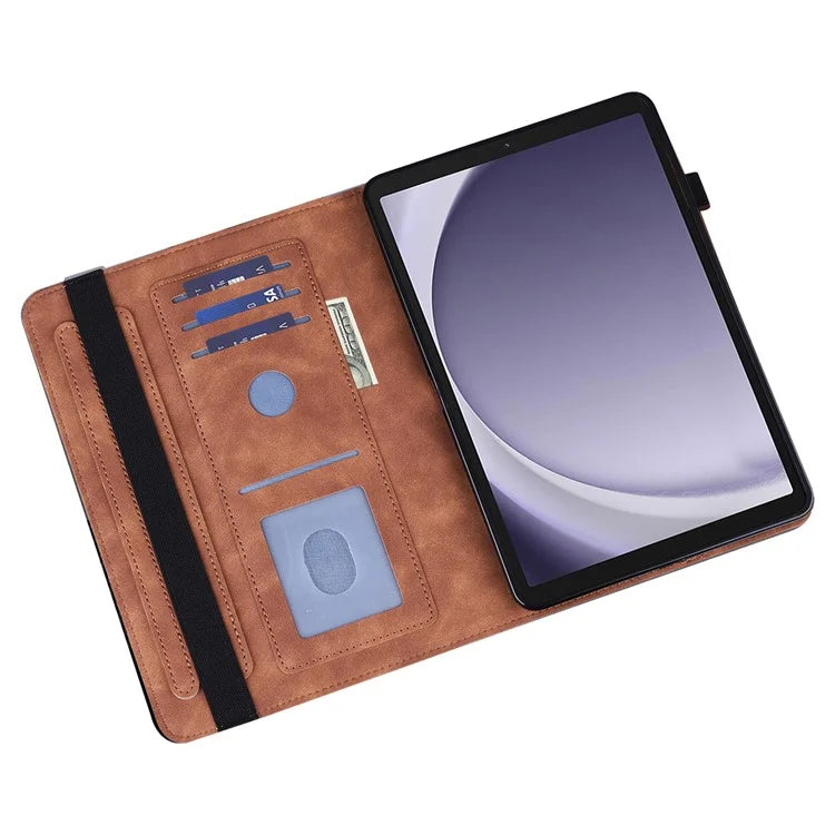 For Samsung Galaxy Tab A9 Leather Case Flower Imprint Tablet Wallet Cover