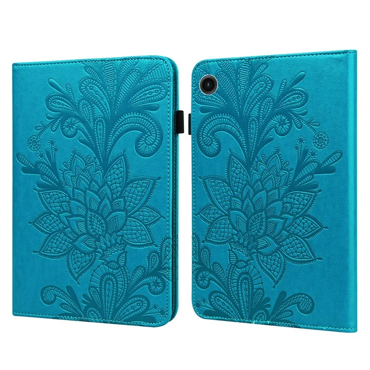 For Samsung Galaxy Tab A9 Leather Case Flower Imprint Tablet Wallet Cover