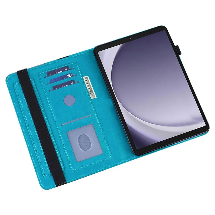 For Samsung Galaxy Tab A9 Leather Case Flower Imprint Tablet Wallet Cover