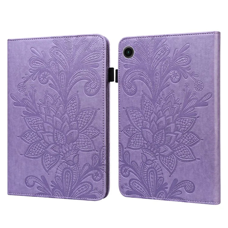 For Samsung Galaxy Tab A9 Leather Case Flower Imprint Tablet Wallet Cover