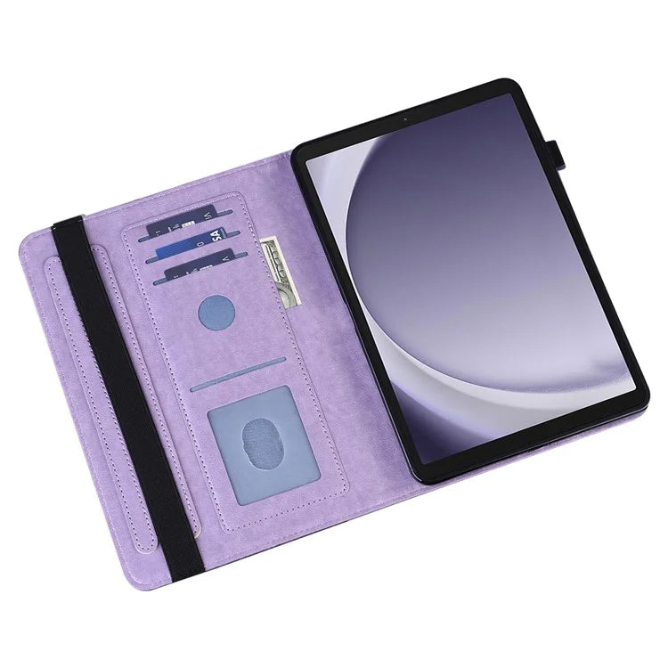 For Samsung Galaxy Tab A9 Leather Case Flower Imprint Tablet Wallet Cover