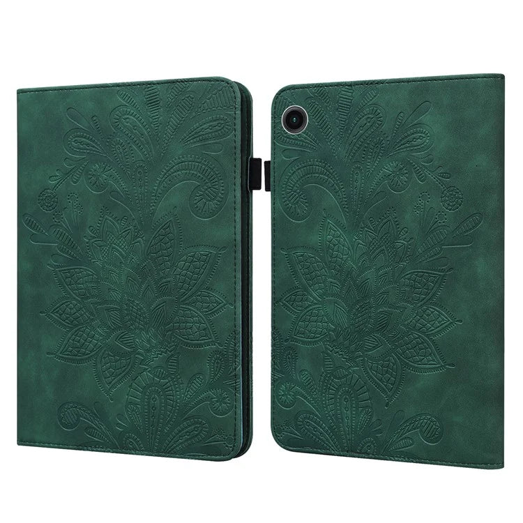 For Samsung Galaxy Tab A9 Leather Case Flower Imprint Tablet Wallet Cover