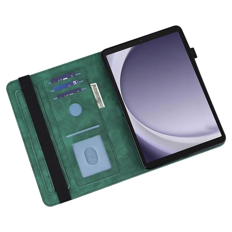 For Samsung Galaxy Tab A9 Leather Case Flower Imprint Tablet Wallet Cover