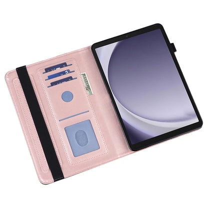 For Samsung Galaxy Tab A9 Leather Case Flower Imprint Tablet Wallet Cover
