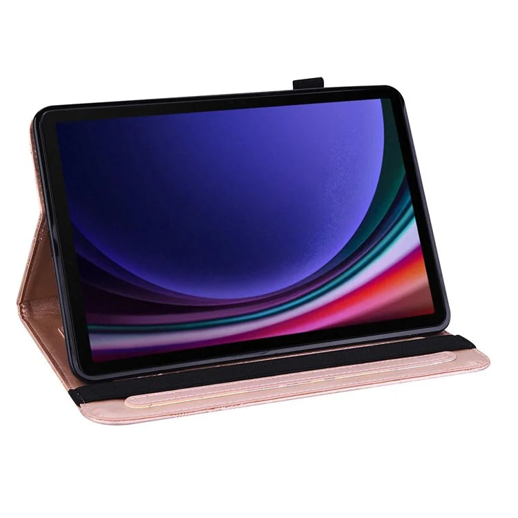 For Samsung Galaxy Tab S9 Case Flower Imprinted PU Leather Tablet Stand Cover