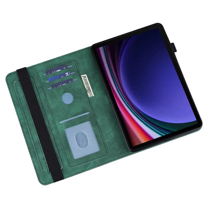 For Samsung Galaxy Tab S9 Case Flower Imprinted PU Leather Tablet Stand Cover