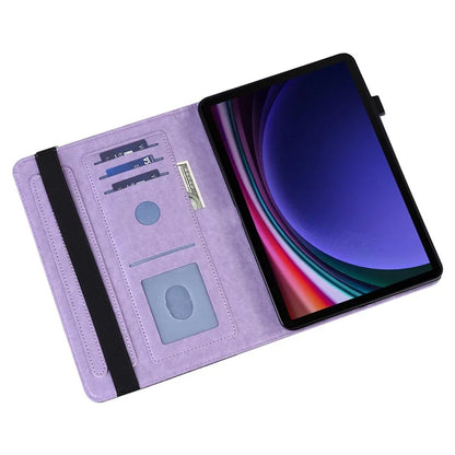 For Samsung Galaxy Tab S9 Case Flower Imprinted PU Leather Tablet Stand Cover
