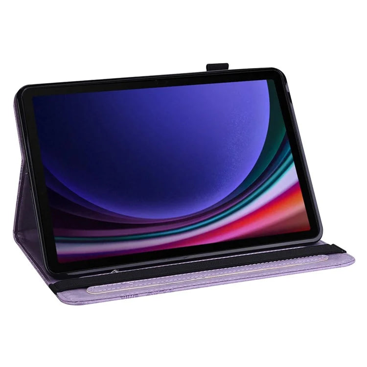 For Samsung Galaxy Tab S9 Case Flower Imprinted PU Leather Tablet Stand Cover