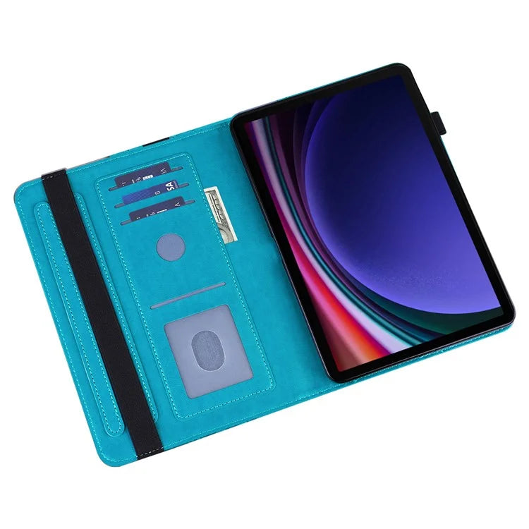 For Samsung Galaxy Tab S9 Case Flower Imprinted PU Leather Tablet Stand Cover