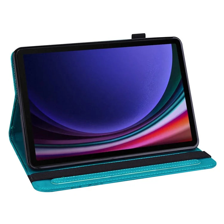 For Samsung Galaxy Tab S9 Case Flower Imprinted PU Leather Tablet Stand Cover
