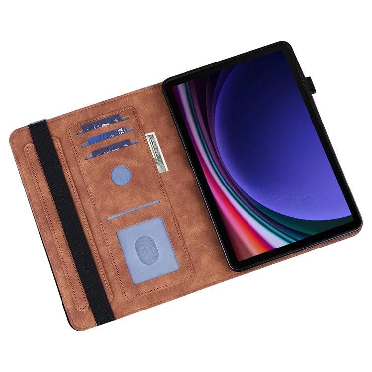 For Samsung Galaxy Tab S9 Case Flower Imprinted PU Leather Tablet Stand Cover