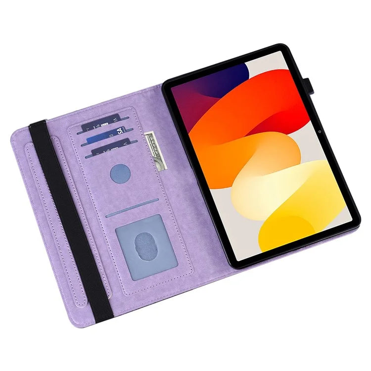 For Xiaomi Redmi Pad SE Case Flower Imprinted Leather Tablet Protective Cover