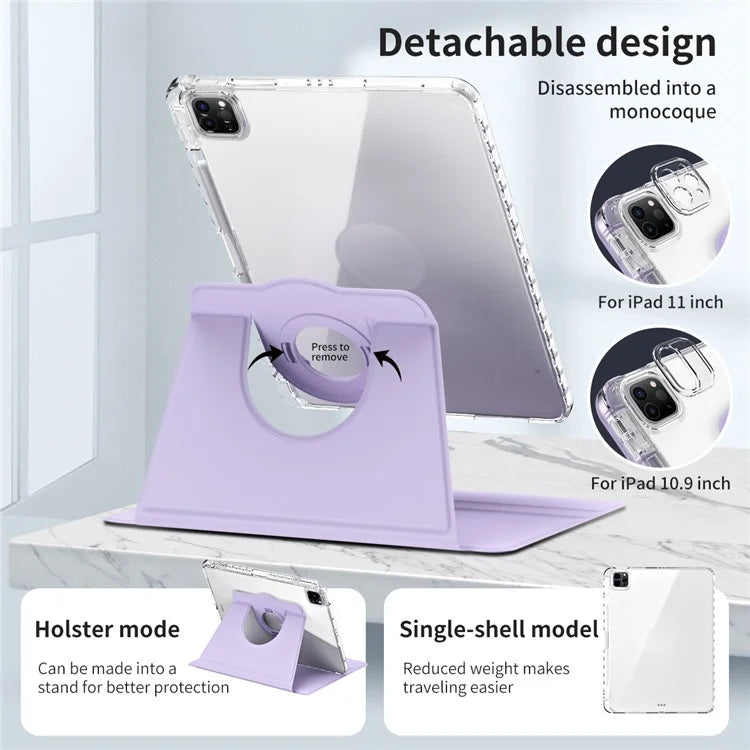 For iPad Pro 11 (2020) / (2021) / (2022) / iPad Air (2020) / (2022) Case PU+Acrylic Kickstand Tablet Cover