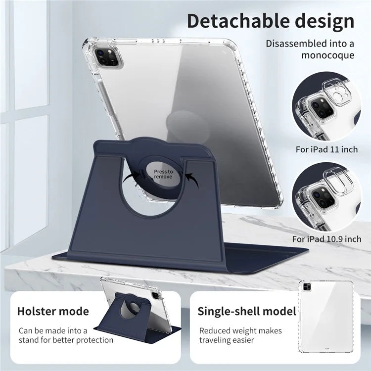 For iPad Pro 11 (2020) / (2021) / (2022) / iPad Air (2020) / (2022) Case PU+Acrylic Kickstand Tablet Cover