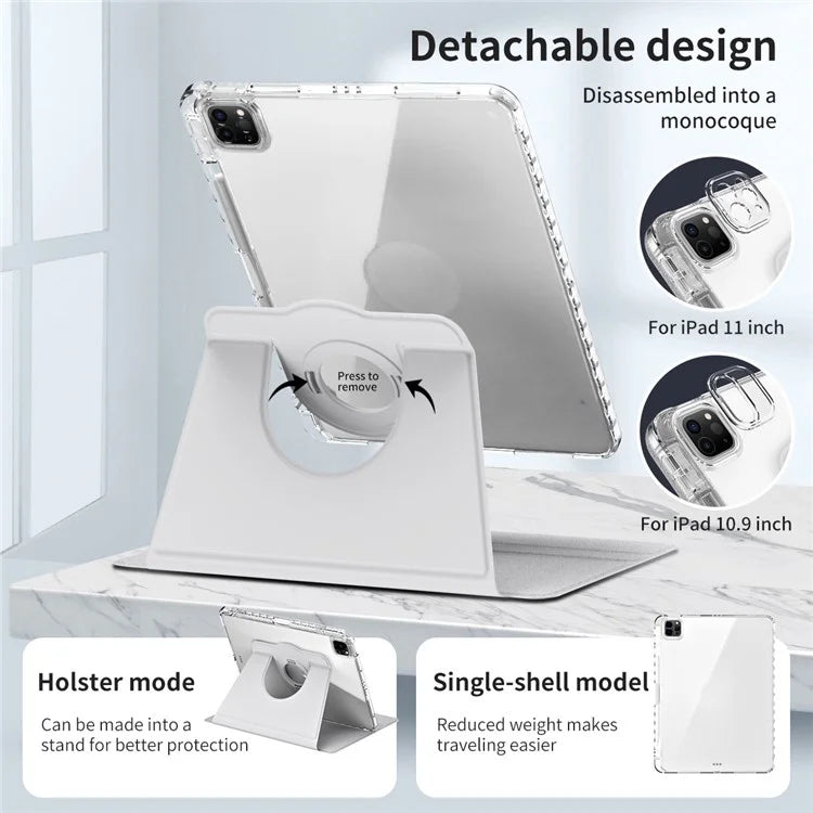 For iPad Pro 11 (2020) / (2021) / (2022) / iPad Air (2020) / (2022) Case PU+Acrylic Kickstand Tablet Cover