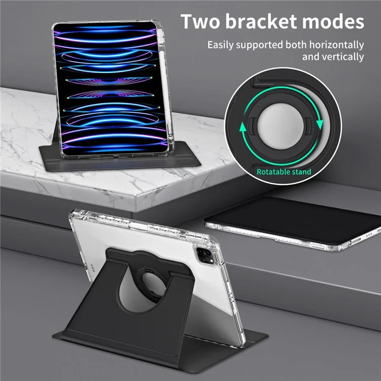 For iPad Pro 11 (2020) / (2021) / (2022) / iPad Air (2020) / (2022) Case PU+Acrylic Kickstand Tablet Cover