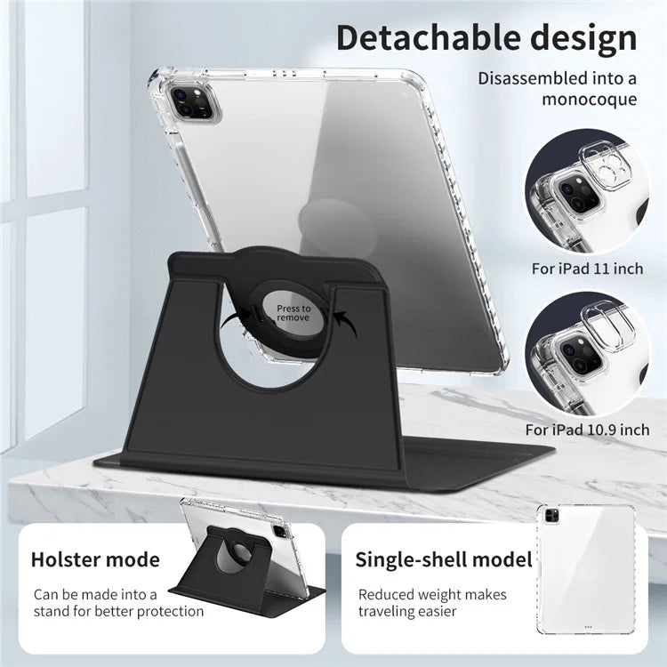 For iPad Pro 11 (2020) / (2021) / (2022) / iPad Air (2020) / (2022) Case PU+Acrylic Kickstand Tablet Cover
