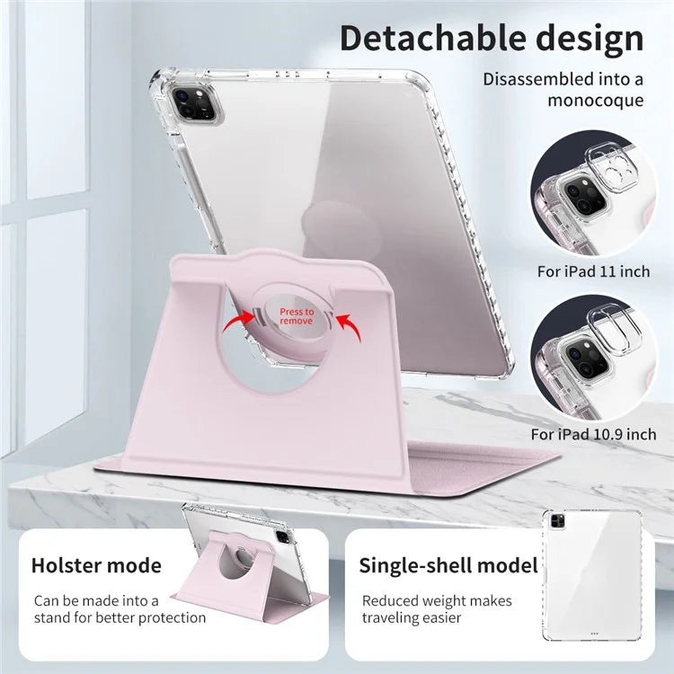 For iPad Pro 11 (2020) / (2021) / (2022) / iPad Air (2020) / (2022) Case PU+Acrylic Kickstand Tablet Cover