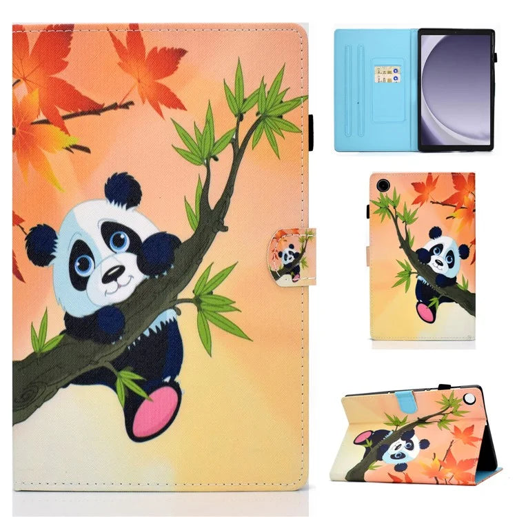 For Samsung Galaxy Tab A9+ Pattern Printing Stand Cover PU Leather Card Holder Tablet Case
