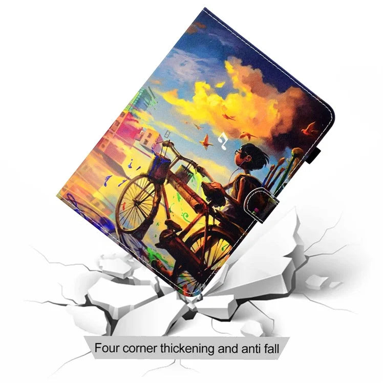 For Samsung Galaxy Tab A9+ Pattern Printing Stand Cover PU Leather Card Holder Tablet Case